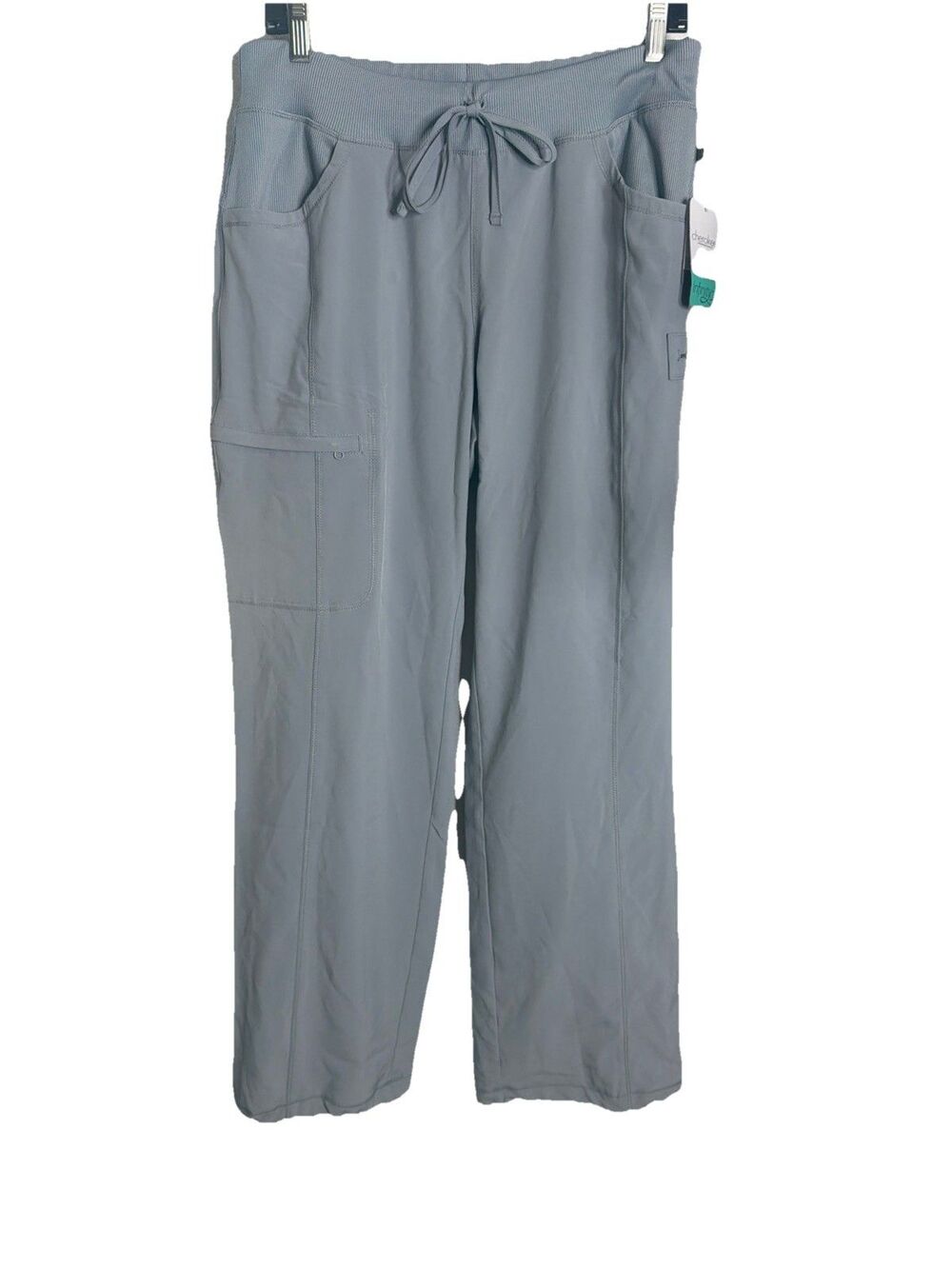 Cherokee Infinity Gray Cargo Scrub Pants Women's Medium Drawstring Leg Hem NWT